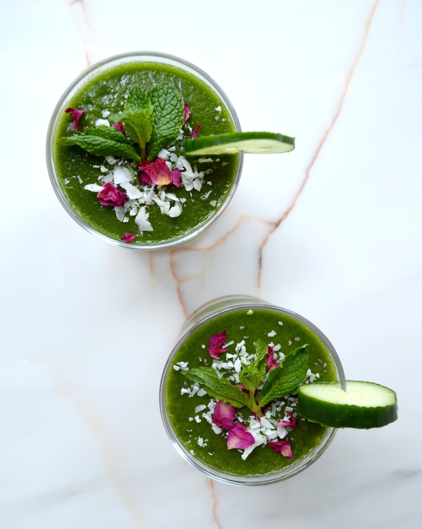 Melon Mint & Cucumber Smoothie  by Plantbased Baker